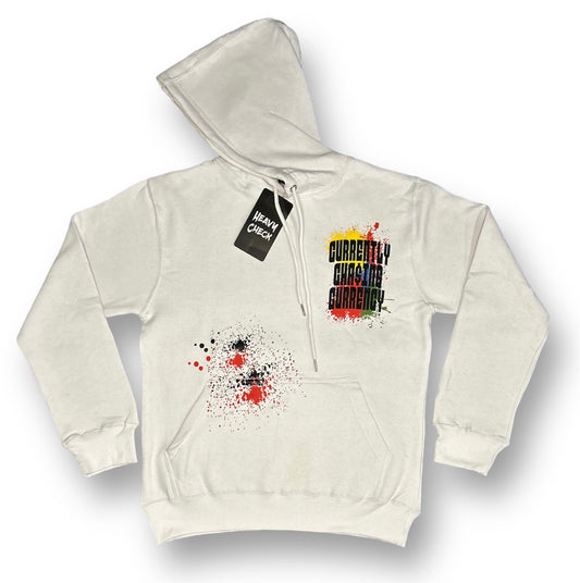 “Currently Cha$ing Currency” White pullover hoodie